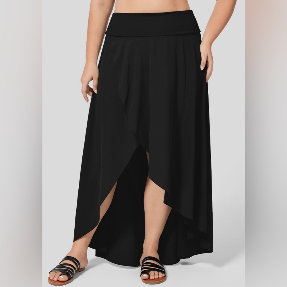 Halara Breezeful High Waisted High Low Ruffle Quick Dry Maxi Skirt Plus Size